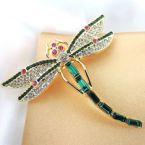 Crystal Dragonfly Brooch 6cmx6cm