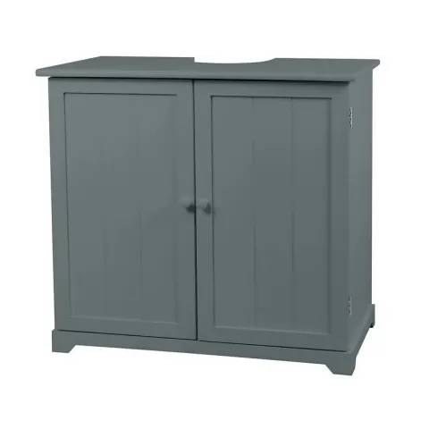 (177/Mez) RRP £70. Grey Classic Under Sink Double Unit. Paulownia Wood. Grey Painted Finish. 2 Door