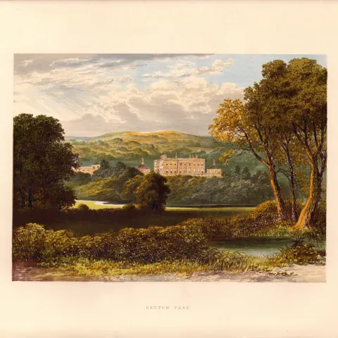 Denton Park Otley Yorkshire Gilt-Edge Coloured Antique Book Plate.