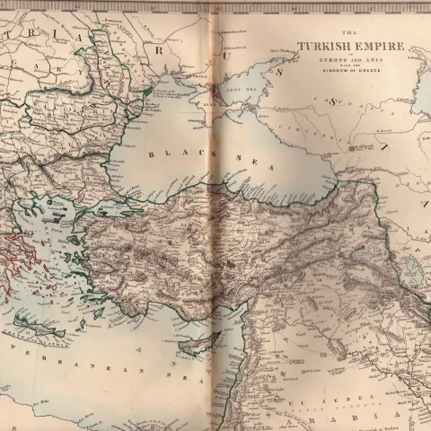 The Turkish Empire Antique Coloured Detailed Victorian c1850 Map.