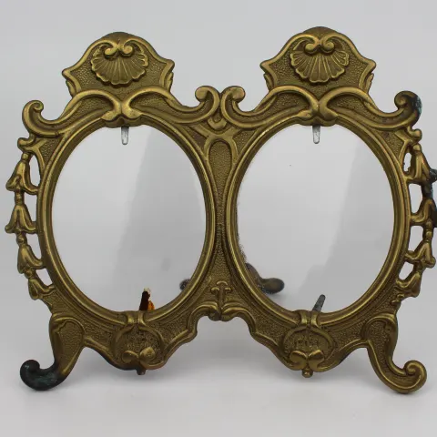 Vintage Art Nouveau Style Brass Twin Picture frame