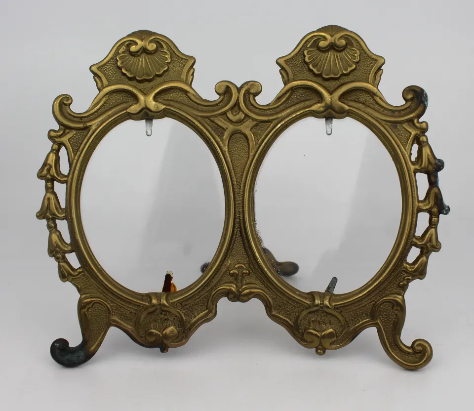 Vintage Art Nouveau Style Brass Twin Picture frame