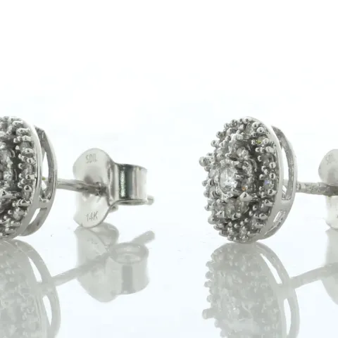 14ct White Gold Round Cluster Diamond Stud Earring 0.25 Carats