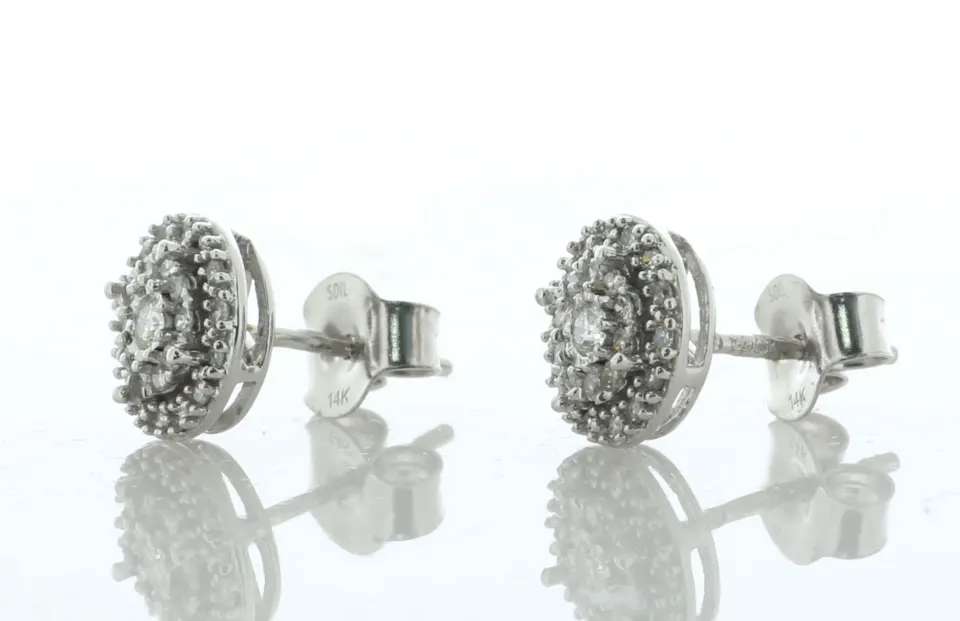 14ct White Gold Round Cluster Diamond Stud Earring 0.25 Carats