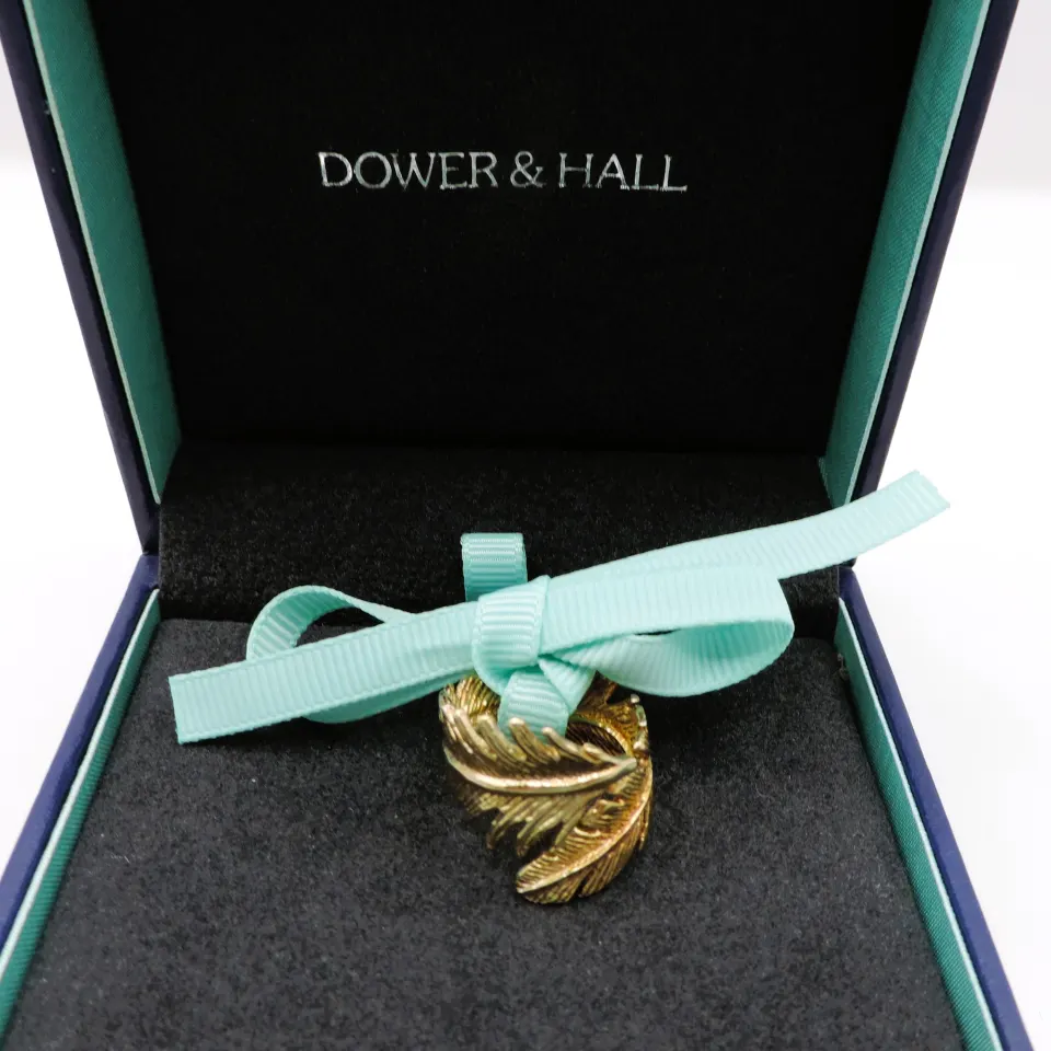 Dower & Hall Gold on Sterling Silver Leaf Ring New Boxed