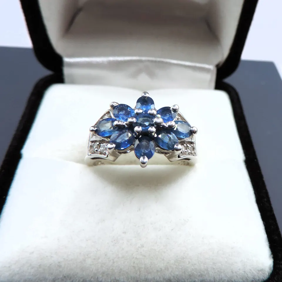 Sterling Silver Sapphire Ring New With Gift Pouch