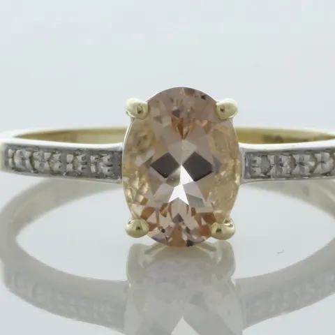 9ct Yellow Gold Diamond And Morganite Ring (PM1.00) 0.04 Carats