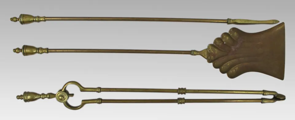 Antique Brass Fire Irons – Three Piece Set – c.1900