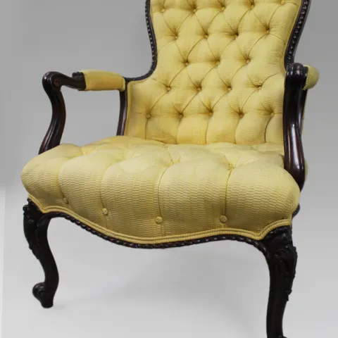 Victorian Mahogany Button-Back Armchair – c.1860