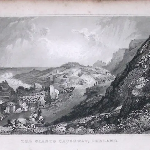 Ireland The Giant Causeway 194 Years Old Antique Steel Engraving-8