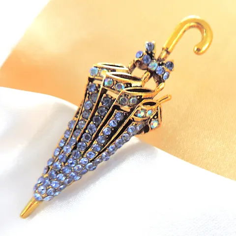 Vintage Style Crystal Parasol Brooch