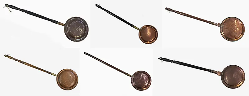 Collection of 6 Antique Copper Warming Pans