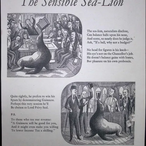 Guinness 1957 68 Years-Old Print Sensible Sea-Lion G.E.2335-A
