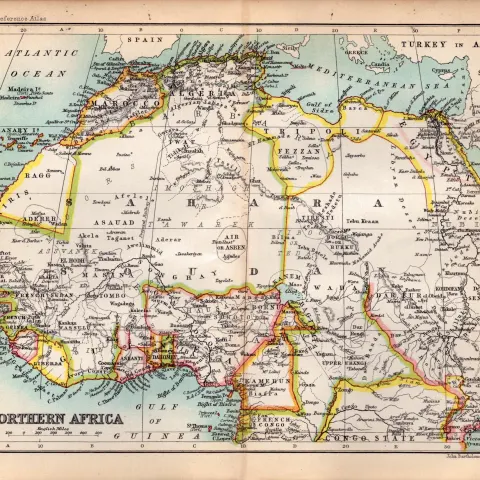 Northern Africa  Double Sided Victorian Antique 1898 Map.