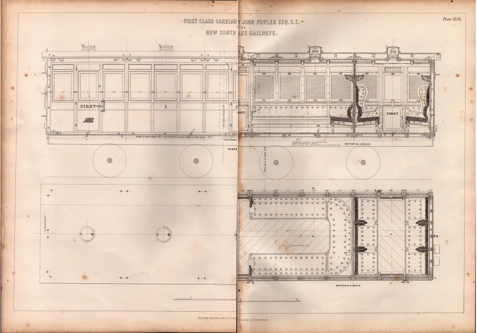 First Class Carriages New South Wales Australian  Railways  Antique Diagram-2.