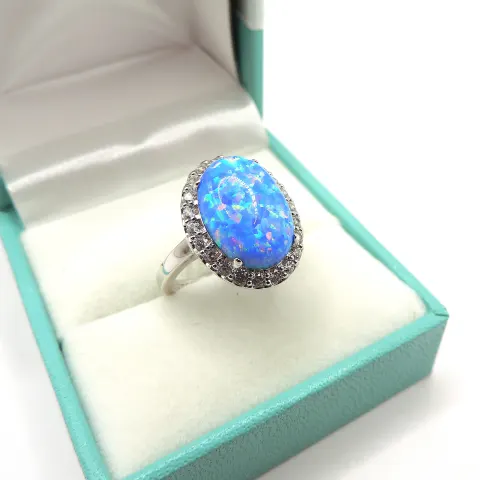 Sterling Silver Fire Opal Ring New With Gift Box