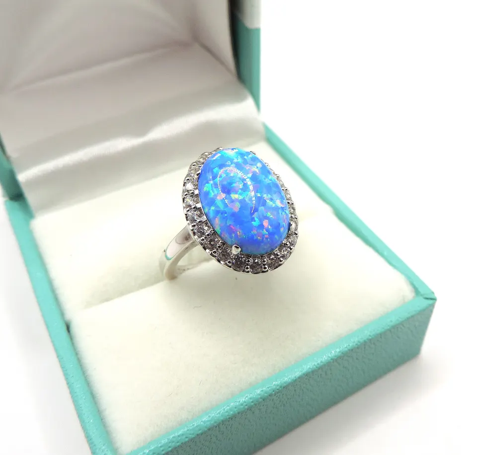 Sterling Silver Fire Opal Ring New With Gift Box