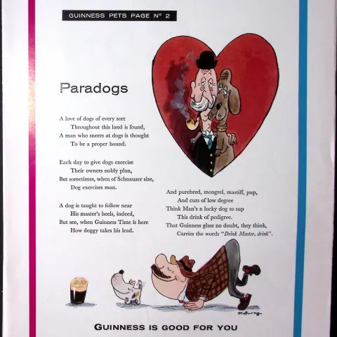 Guinness 1960 Original 65 Years-Old Print Paradogs- G.E.3386-A