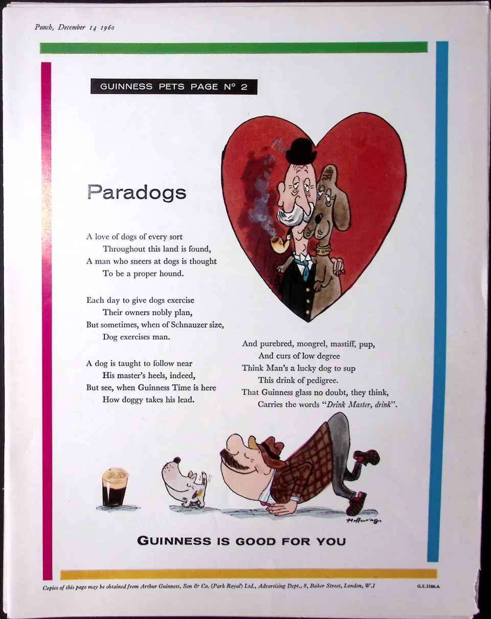 Guinness 1960 Original 65 Years-Old Print Paradogs- G.E.3386-A