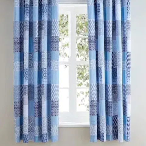 Naples Lined Curtain Blue 168 x 183cm