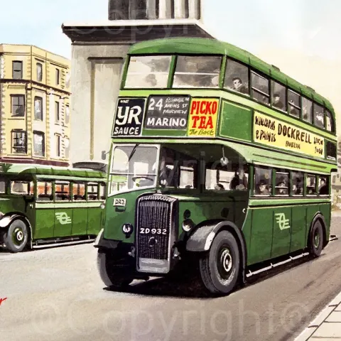 Dublin CIE Bus 1950's O'Connell St Nostalgic Irish Memories Metal Wall Art