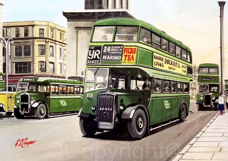 Dublin CIE Bus 1950's O'Connell St Nostalgic Irish Memories Metal Wall Art