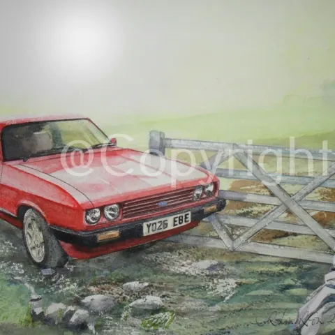Ford Capri Red 1970's Iconic Nostalgic British Cars Metal Wall Art