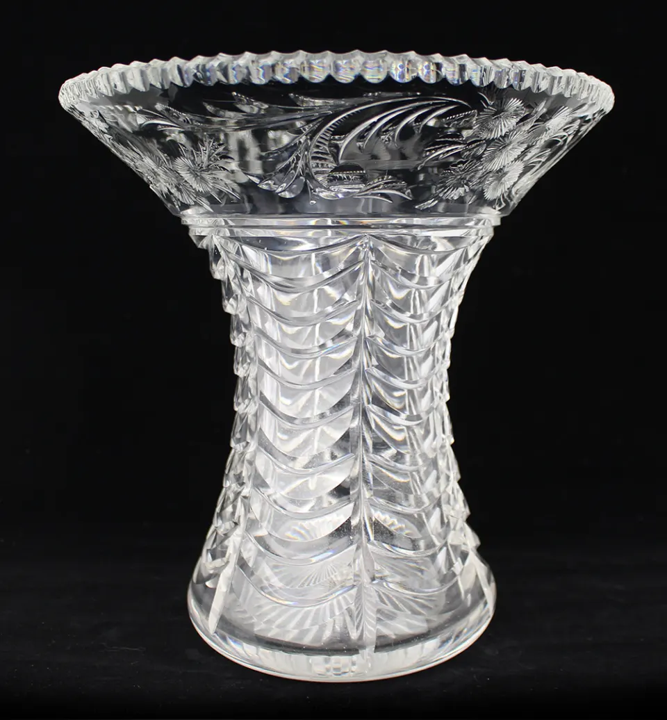 Fine Vintage Cut Glass Splayed Vase