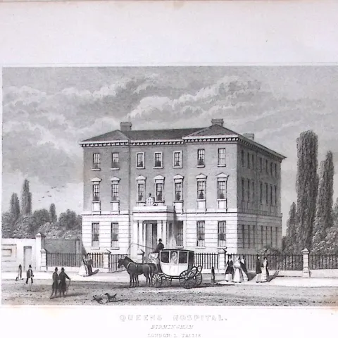 Birmingham Queens Hospital Dugdale & Archer Antique 180 Years-Old Copper Plate Print-51