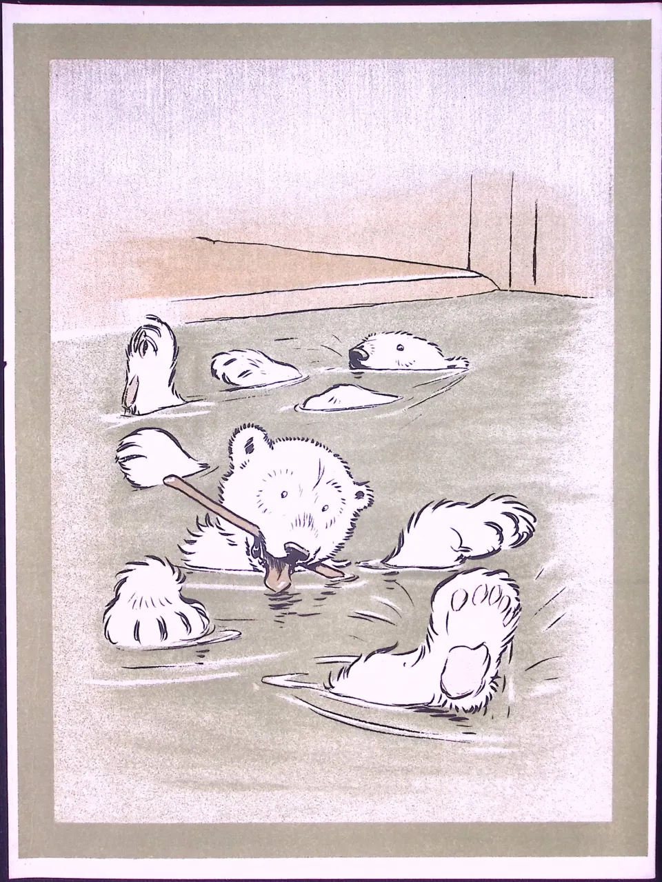 Cecil Aldin Antique Zoo Babies Scarce Illustration “Little Polar Bears”-8
