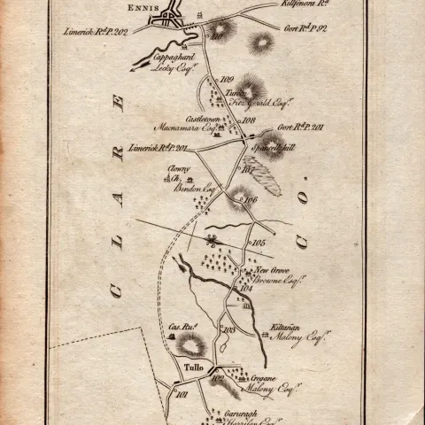 Ireland Rare Antique 1777 Map Limerick Doon Lough Ennis Co Clare.