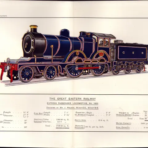 The Great Eastern Railway Detailed Coloured Antique Book Plate.