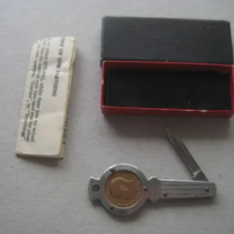 Vintage 1918 Farthing Penknife, Cased