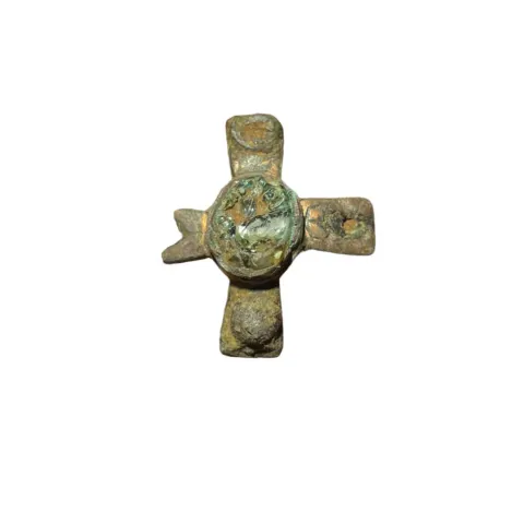 Antiquities: Viking Crucifix Mount With Glass Inserts 10th Century AD (£6 UK £15 Int. Post)