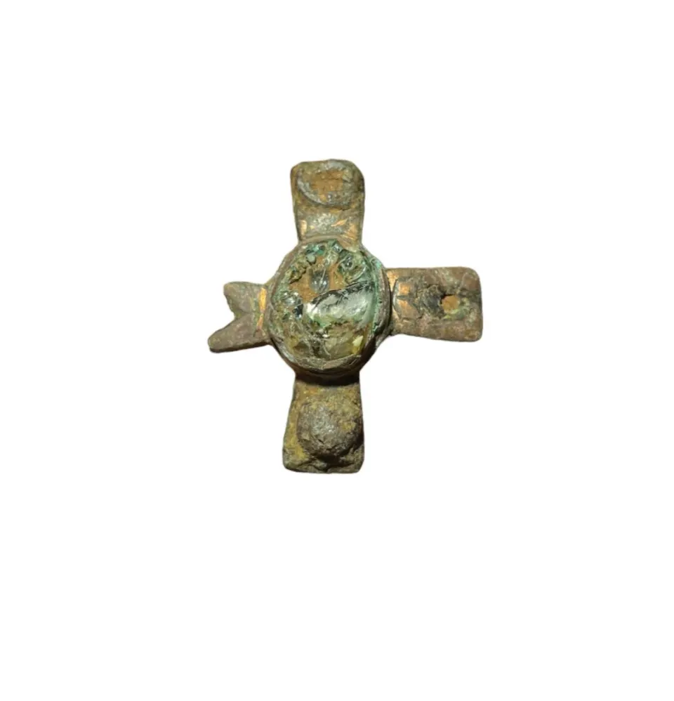 Antiquities: Viking Crucifix Mount With Glass Inserts 10th Century AD (£6 UK £15 Int. Post)