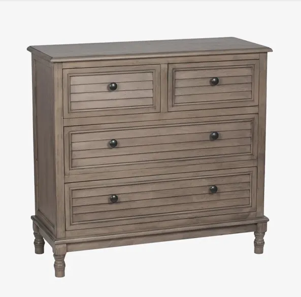 New in Box Ashwell Taupe Pine Wood 4 Drawer Unit RRP £349 - No VAT
