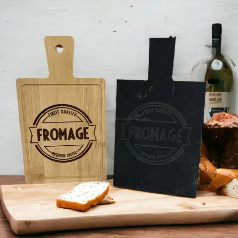 Set Of 2 Mini Tapas Serving Boards Slate & Bamboo