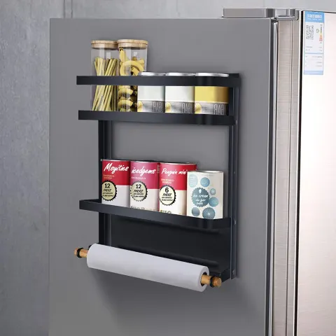 Magnetic Fridge Spice Rack Organiser Rack 2 Tier Refrigerator with Paper Towel Holder RRP 19.99 ea