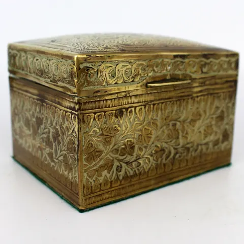 Antique Brass Engraved Brass Casket