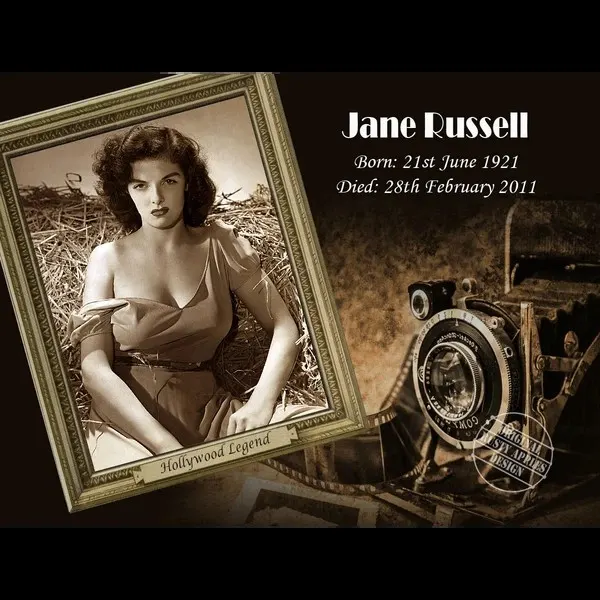Vintage Actresses Golden Age Of Hollywood Jane Russell Metal Wall Art