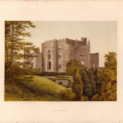 Birr Castle Co Offaly Ireland Gilt-Edge Coloured Antique Book Plate.