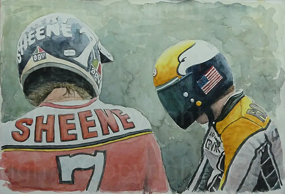 Barry Sheene & Kenny Roberts Large Metal Art