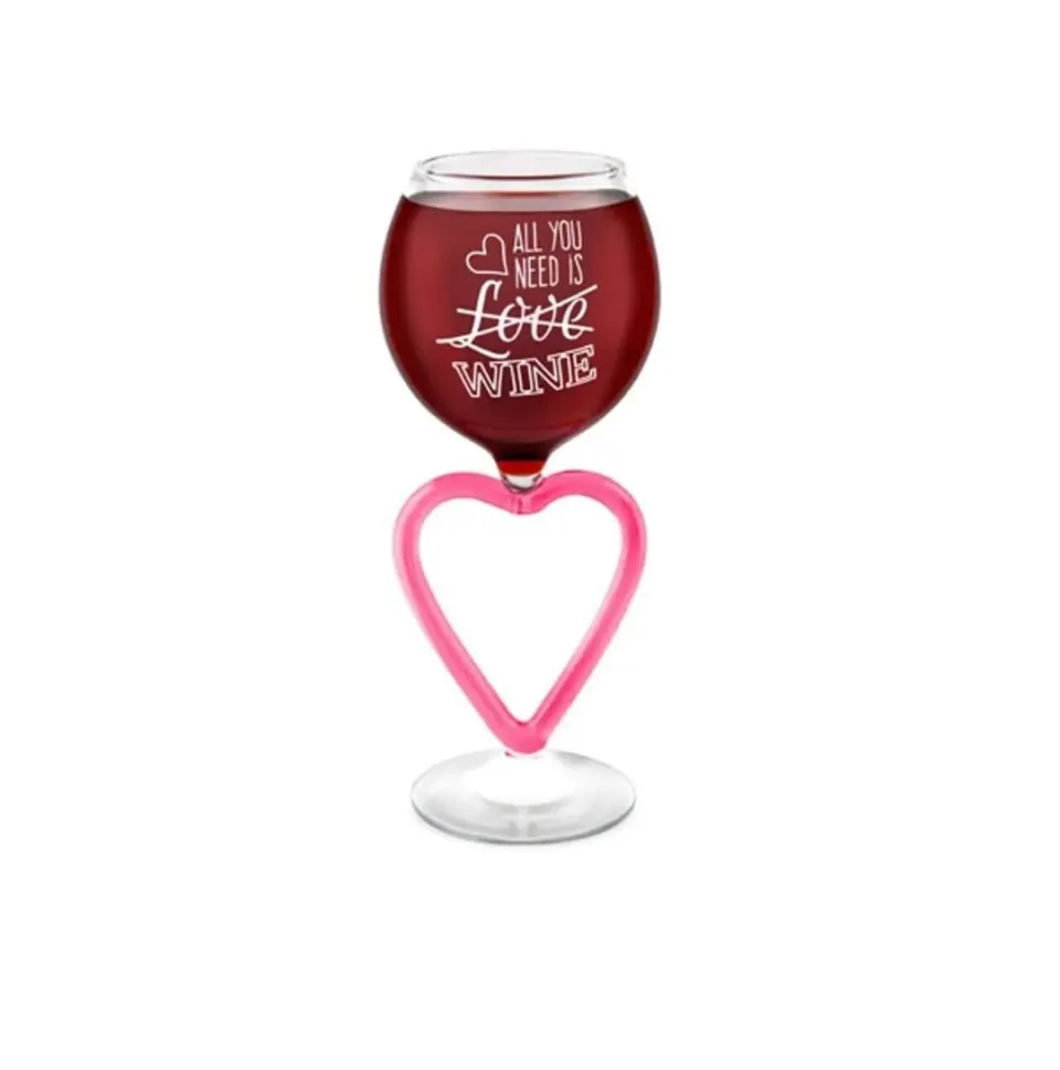 BIG MOUTH - I Heart Wine Glass Novelty Gift Love