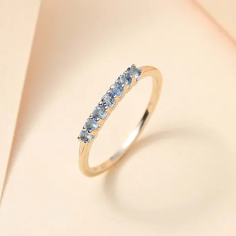 New! 9K Yellow Gold AA Santamaria Aquamarine Ring