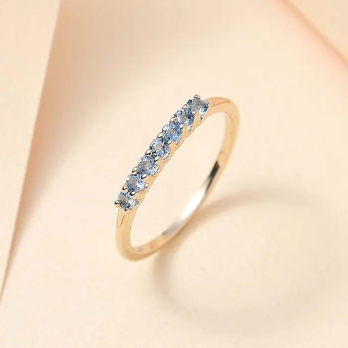 New! 9K Yellow Gold AA Santamaria Aquamarine Ring