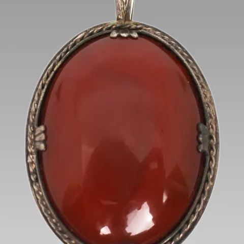Large Carnelian Brooch Set in Silver