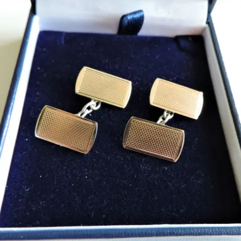 Vintage Gold on Sterling Silver Cufflinks c. 1960's.