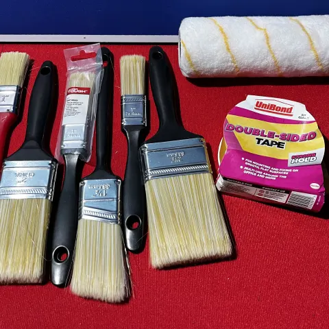 K1/B - Job Lot New Paint Brushes, Unibond Tape & Paint Roller