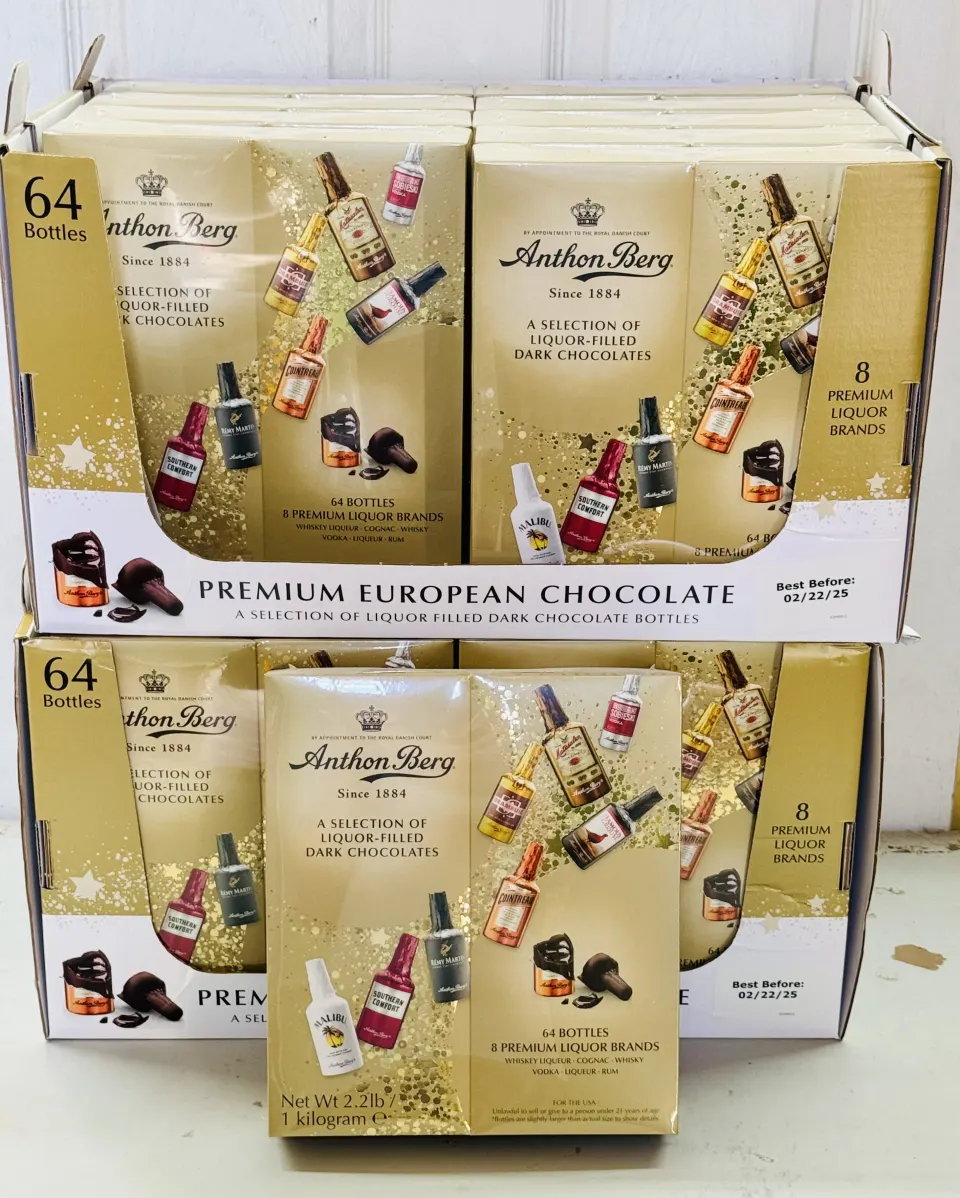 20 x Anthon Berg Chocolate Liqueurs 64 Bottles 1000g New Sealed BBE Feb 2025