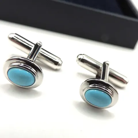 Sterling Silver Turquoise Cufflinks New With Gift Pouch
